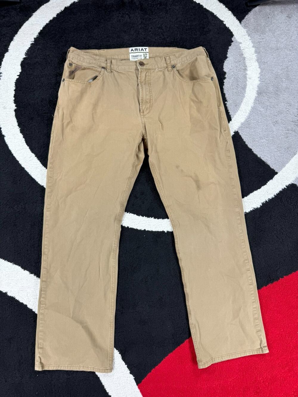 Ariat M5 Jeans Mens 38x34 Brown Denim Straight Leg Workwear Stretch Cotton